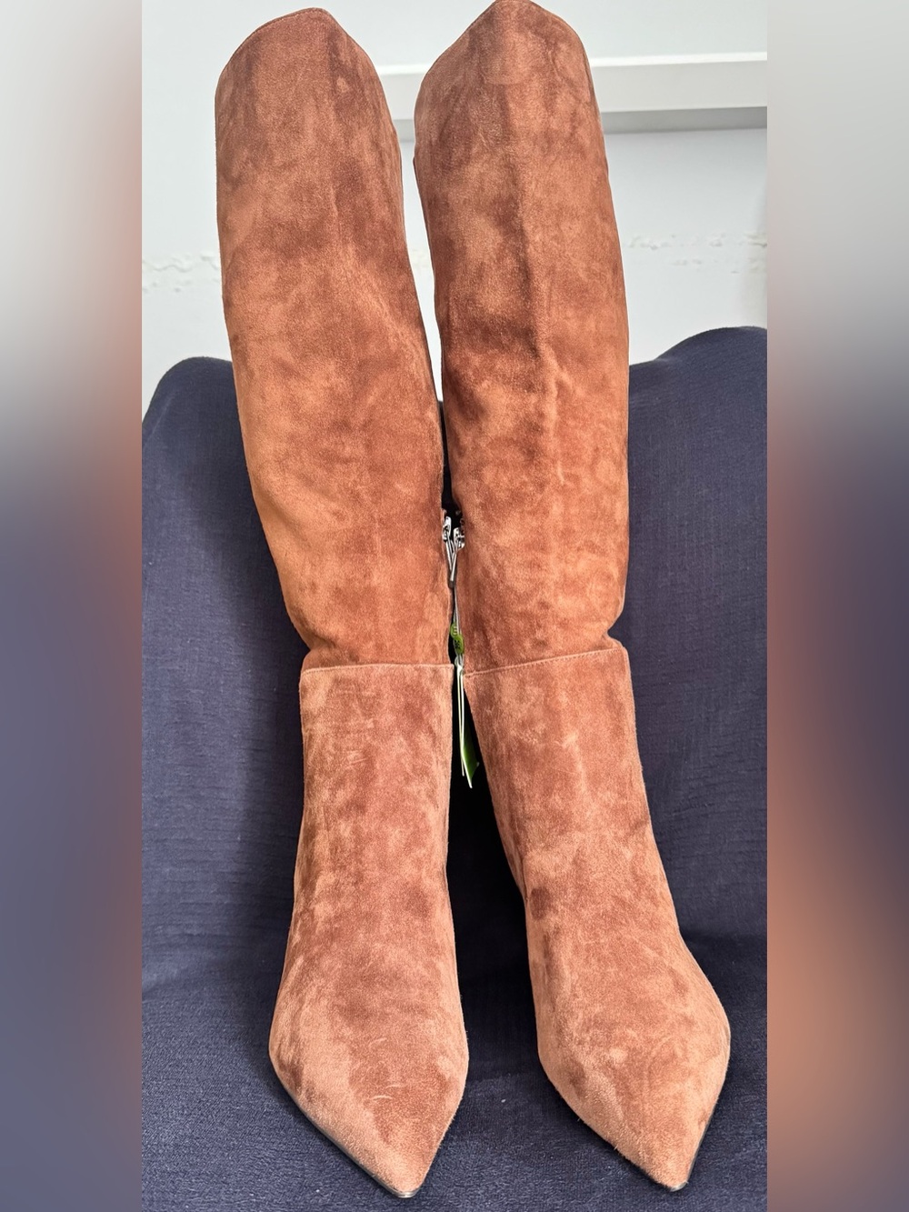 Women's Sam Edelman Tall Pointed-Toe Suede Boots in Dark Terra Coffee size 8.5